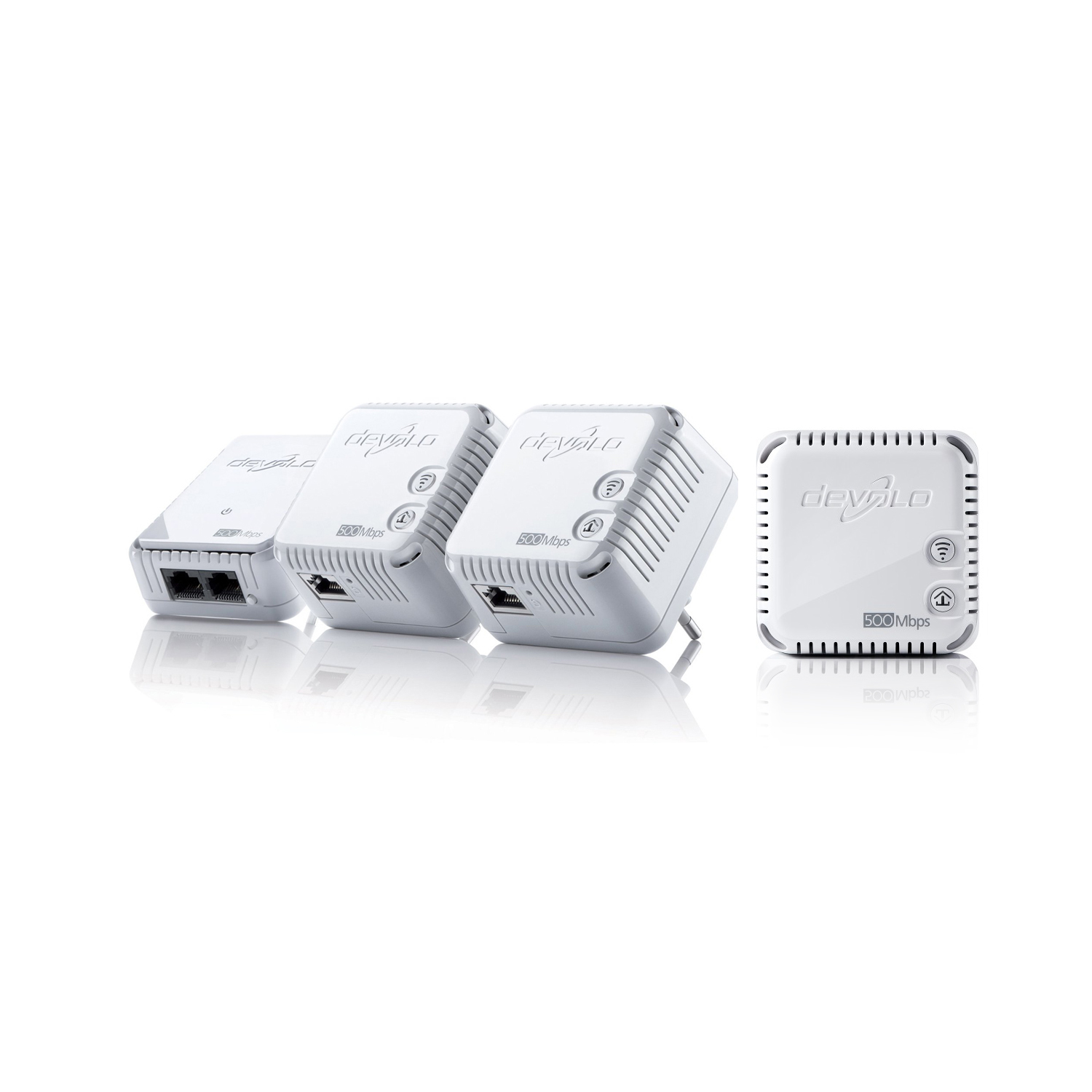 Devolo dLAN 500 WiFi Pro Kit (500 Mbit/s, Powerline, 4 Adapter im Set, 1x LAN, WLAN Repeater, WiFi Move)
