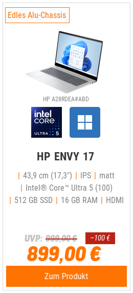 HP ENVY 17-da0157ng 17,3" FHD IPS Touch, Intel Core Ultra 5 125H, 16GB RAM, 512GB SSD, Windows 11
