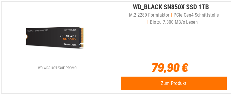 WD_BLACK SN850X SSD 1TB M.2 2280 PCIe Gen4 NVMe Internes Solid-State-Module