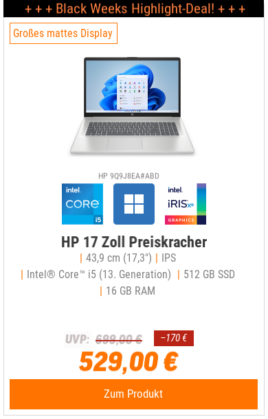 HP 17-cn3158ng 17,3" FHD IPS, Intel Core i5-1334U, 16GB RAM, 512GB SSD, Windows 11
