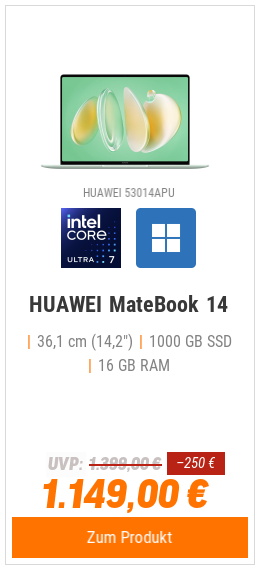 HUAWEI MateBook 14 (2024) - Ultra 7, 16GB+1TB, Win11, Grün 14,2 Zoll Notebook mit 2.5K FullView Display