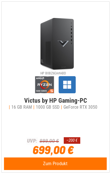Victus by HP TG02-0132ng Desktop PC AMD Ryzen 5-5500, 16GB RAM, 1000GB SSD, NVIDIA GeForce RTX 3050, Win11