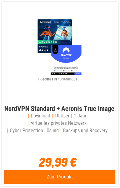 NordVPN Standard + Acronis True Image Advanced 1 Gerät NBB Summerbundle