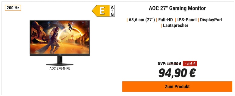 AOC 27G4HRE 27 Zoll - Gaming Monitor Fast IPS, FHD, 200 Hz