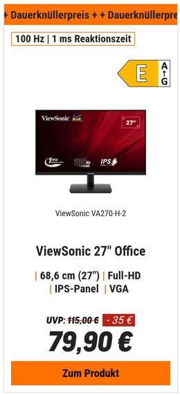 ViewSonic VA270-H-2 27“ Full HD 100Hz Monitor mit schneller 1ms