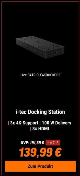 i-tec (CATRIPLE4KDOCKPD2) Dock / USB 3.0 / USB-C / Thunderbolt , 3x 4K Docking Station Gen 2 + Power Delivery 100W