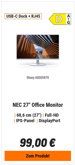NEC E274FL Office Monitor VA, 69 cm (27 Zoll), 250 cd/m², 1x HDMI, 1x DP, USB-HUB, USB-C, LAN