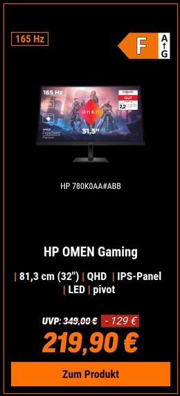 HP Omen 32q Gaming Monitor - IPS, QHD, 165Hz, Höhenverstellung