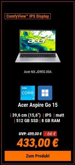 Acer Aspire Go 15 (AG15-71P-33RE) 15,6" Full-HD, IPS, Intel Core i3-1315U, 8GB RAM, 512GB SSD, Windows 11