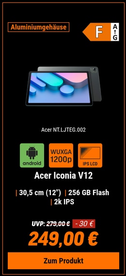 Acer Iconia Tab V12 (V12-11M-89TQ) 12"  2K, IPS Touch, MTK MT8781, 8GB RAM, 256GB eMMC, Android 15