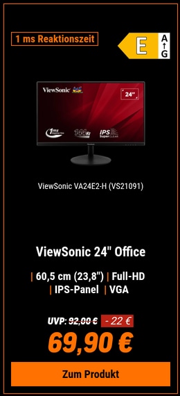 ViewSonic VA24E2-H 24" Full HD Office Monitor - IPS-Panel, 144Hz, HDMI, VGA-Eingänge