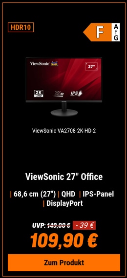 ViewSonic VA2708-2K-HD-2 Office Monitor 68,58 cm (27 Zoll) QHD, 16:9, 4ms, IPS, 300cd/m², 75Hz