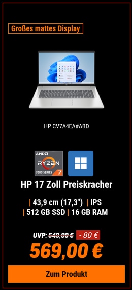 HP 17-cp3179ng 17,3" FHD IPS, Ryzen 7 7730U, 16GB RAM, 512GB SSD, Windows 11