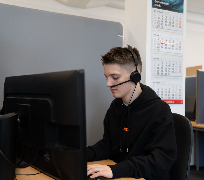 Young man with a headset