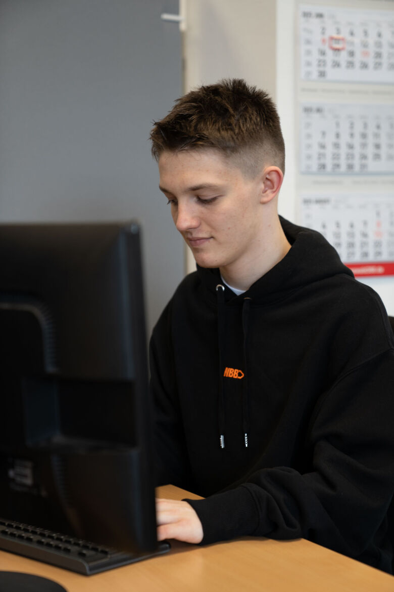 Young man working on his computer