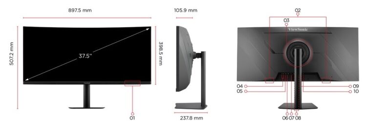 ViewSonic VA3820C 38 Zoll UWQHD+ 21:9 Curved Monitor mit USB-C Hub_12