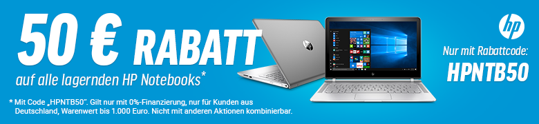 50 Euro Rabattcode für lagernde HP Notebooks