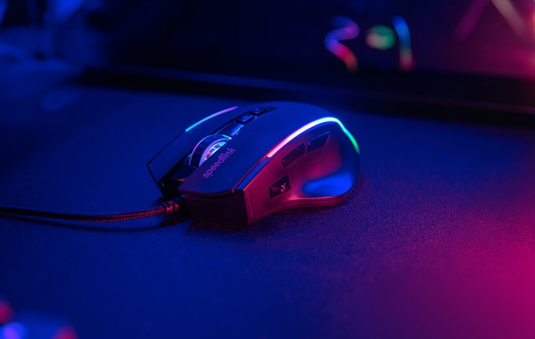 Speedlink DECUS NX RGB Gaming Maus, schwarz gummiert