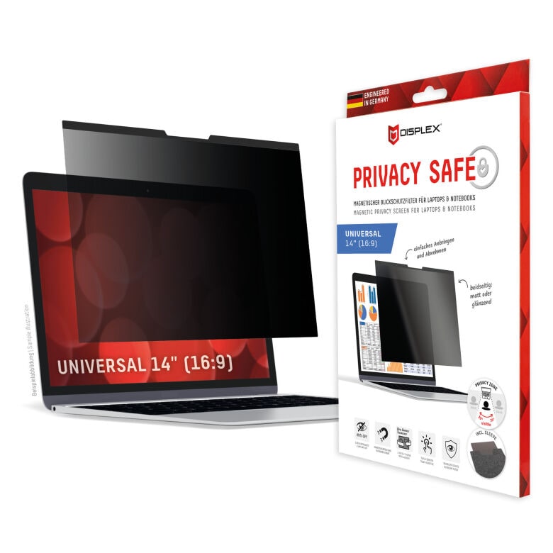 DISPLEX Privacy Safe Blickschutzfilter Universal 14 Zoll, 16:9,