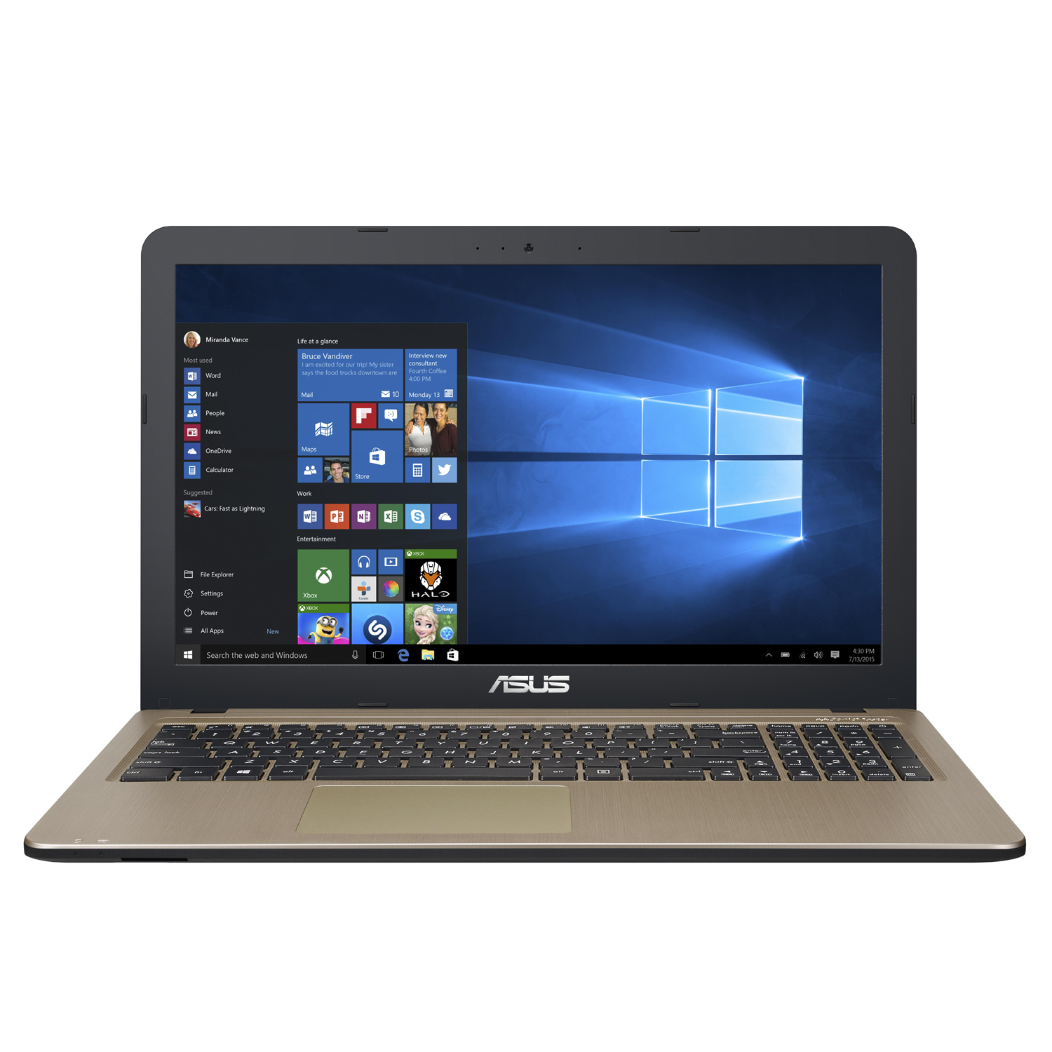 ASUS Notebook (15.6-Zoll, Intel Quad-Core N3710 CPU, 8 GB RAM, 1 TB HDD & Windows 10)
