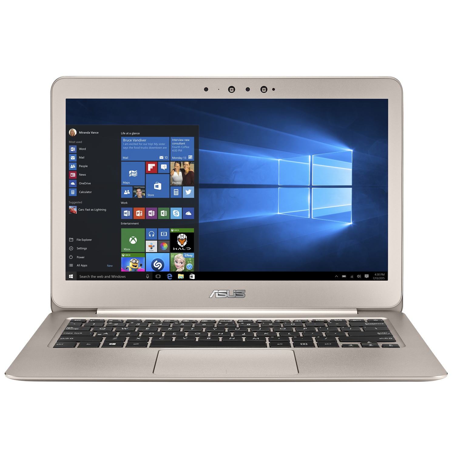 Asus Zenbook (13-3-Zoll, Intel Core M7 CPU, 8 GB RAM, 256 GB SSD, Titanium Gold & Windows 10)